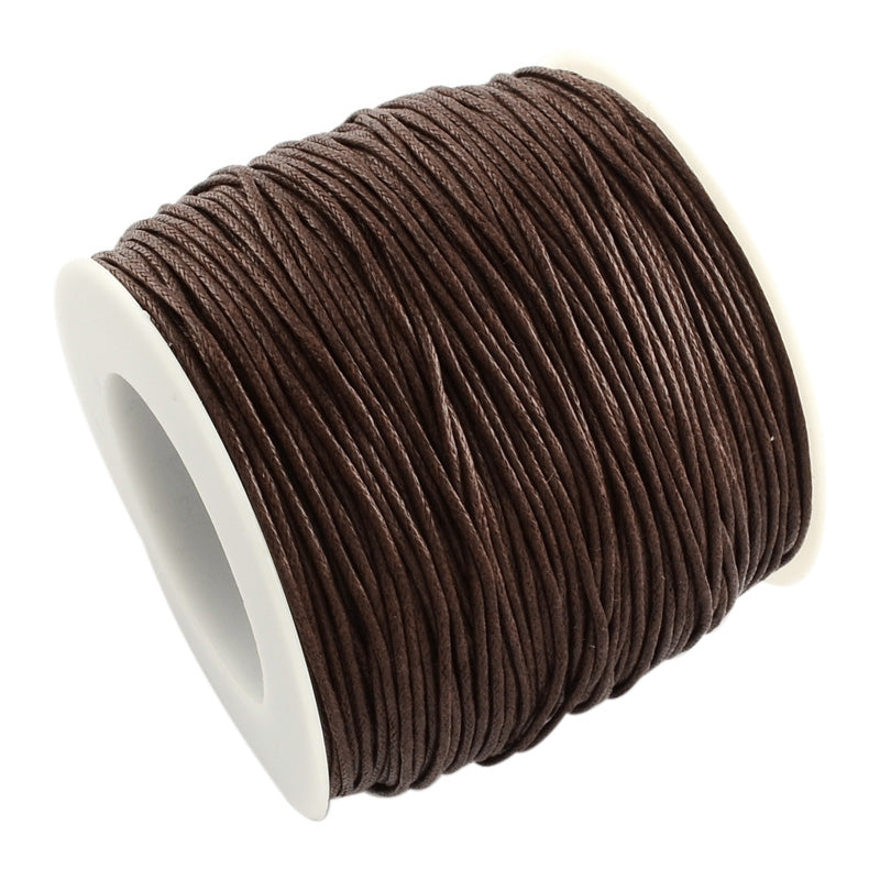 Dark Brown Waxed Cotton Cord 1mm 90M Roll