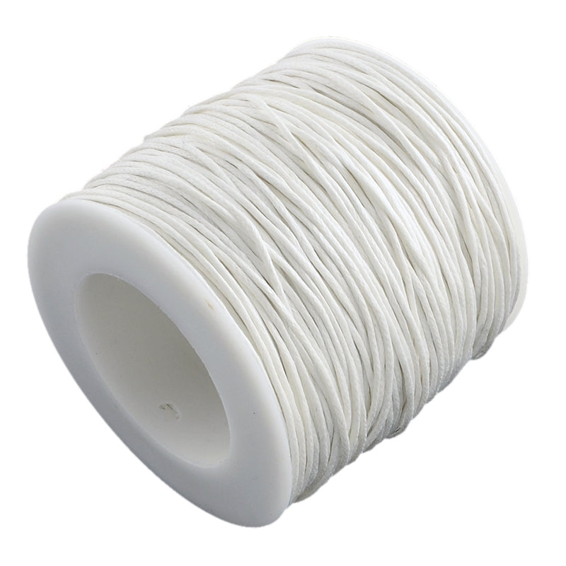 White Waxed Cotton Cord 1mm 90M Roll