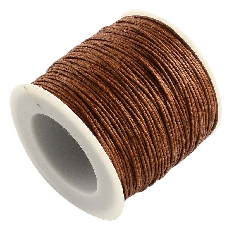 Brown Waxed Cotton Cord 1mm 90M Roll