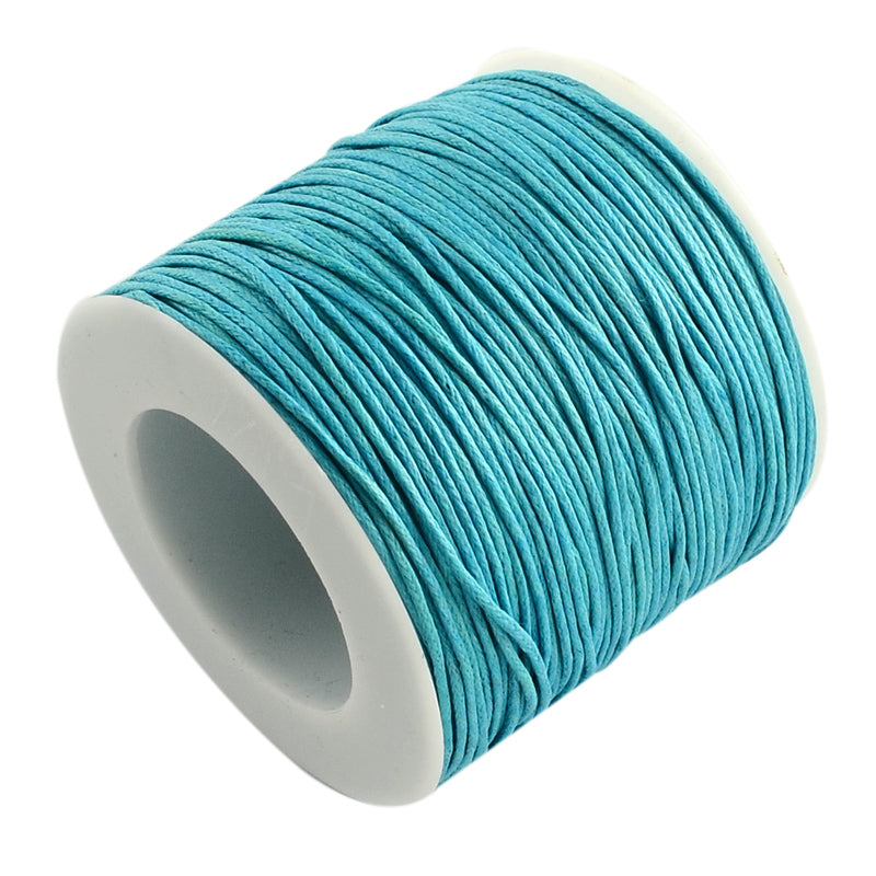 Light Blue Waxed Cotton Cord 1mm 90M Roll