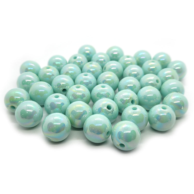 AB Plated Light Cyan Acrylic Bubblegum Beads 16mm