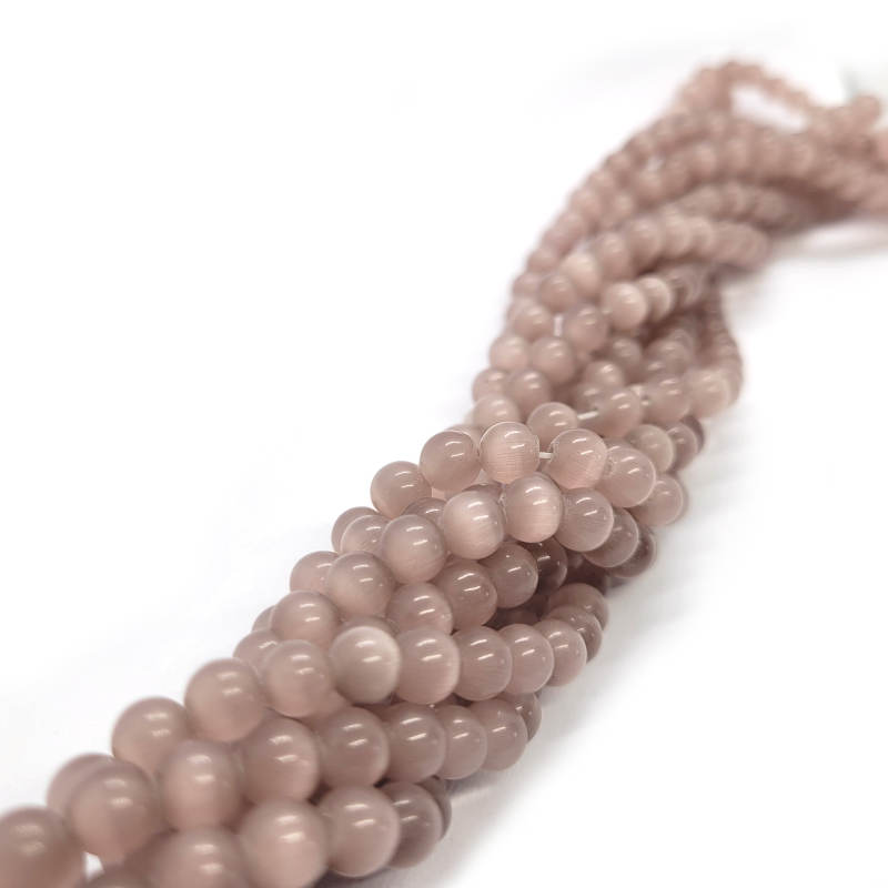 Cats Eye Light Mauve 6mm Round Beads