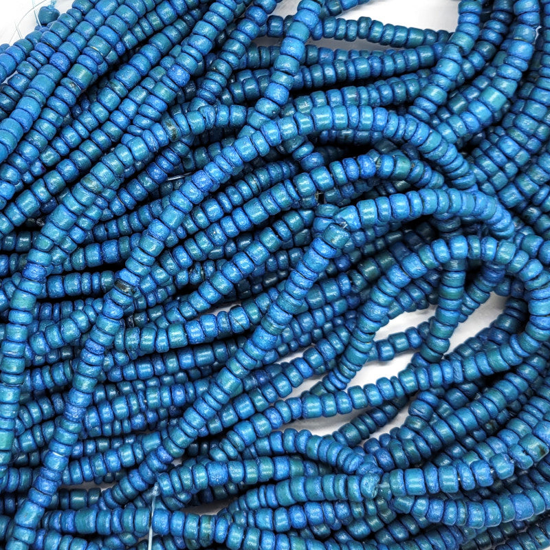 Coco Azure Blue 4x6mm Wood Beads