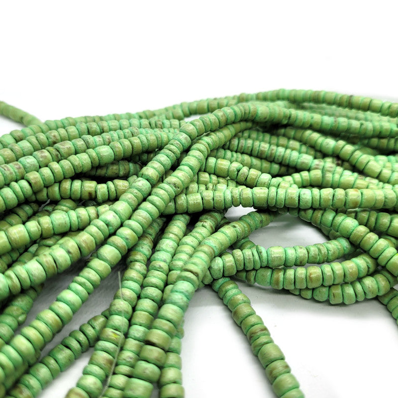 Coco Lime Green 4x6mm Wood Beads