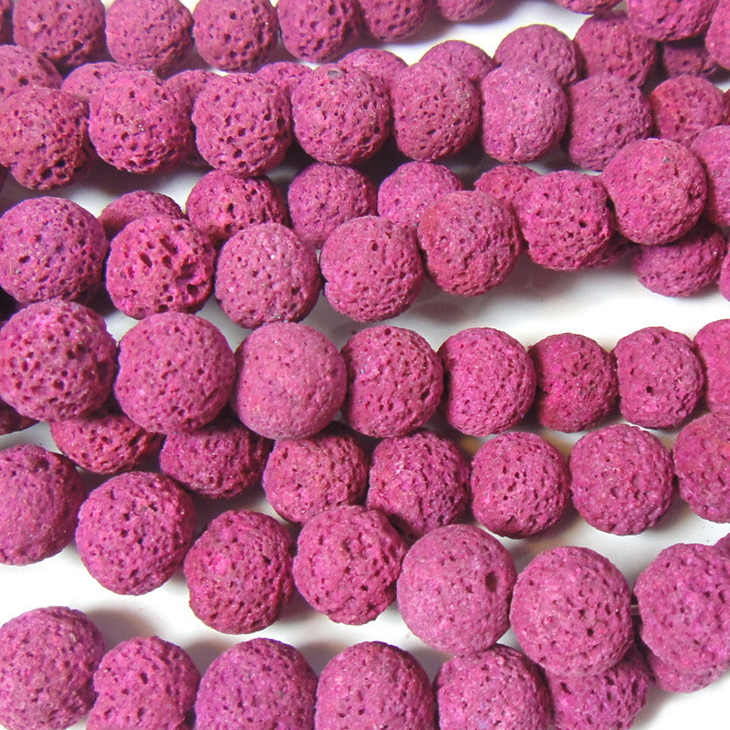Dyed Lava Rock Fuchsia 10mm Round Beads