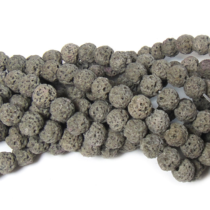 Dyed Lava Rock Grey 6mm Round Beads