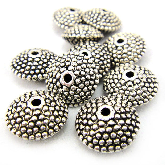 Tibetan Silver 11mm Studded Saucer Beads (10 Pack)
