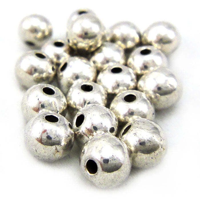 Tibetan Silver 5mm Plain Round Beads (Pack 20)