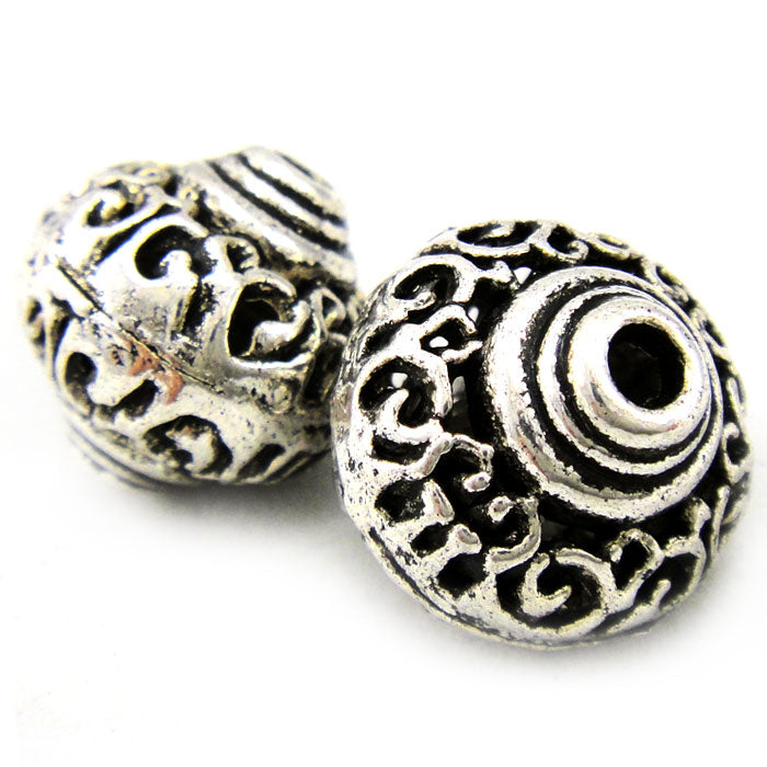 Tibetan Silver 17mm Large Bicone Beads (Pack 2)