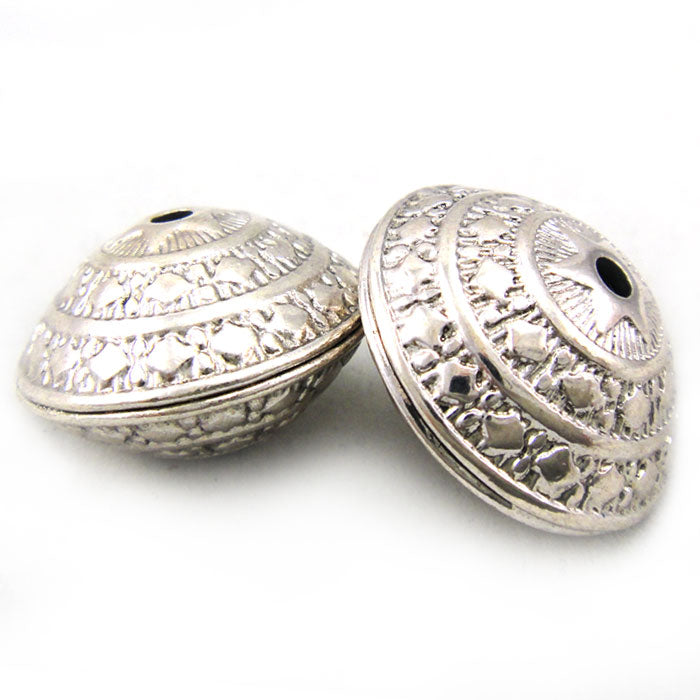 Tibetan Silver 23mm Saucer Beads (Pack 2)
