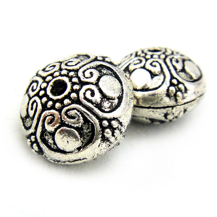 Tibetan Silver 16mm Saucer Beads (Pack 2)