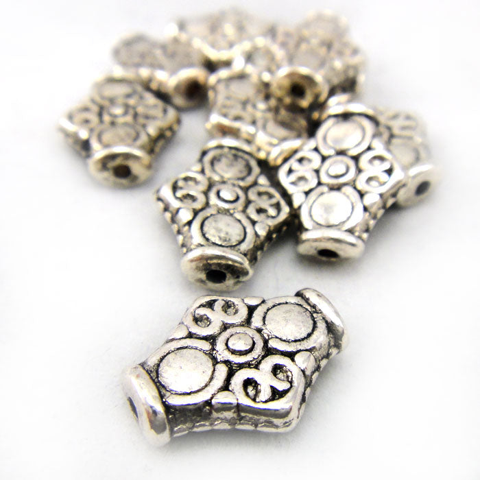Tibetan Silver 15mm Diamond Beads (10 Pack)