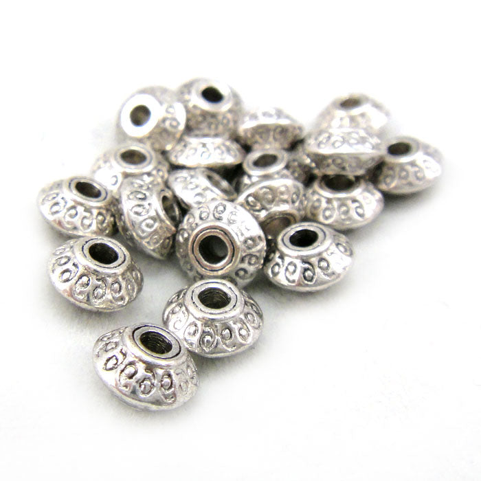 Tibetan Silver 7x4.5mm Bicone Saucer Beads (Pack 20)