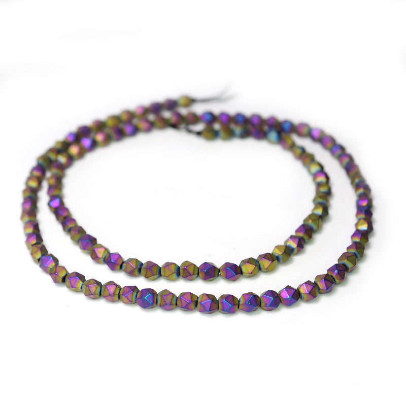 Matte Rainbow Hematite 4x4mm Diamond Cut Beads – Cheap Beads