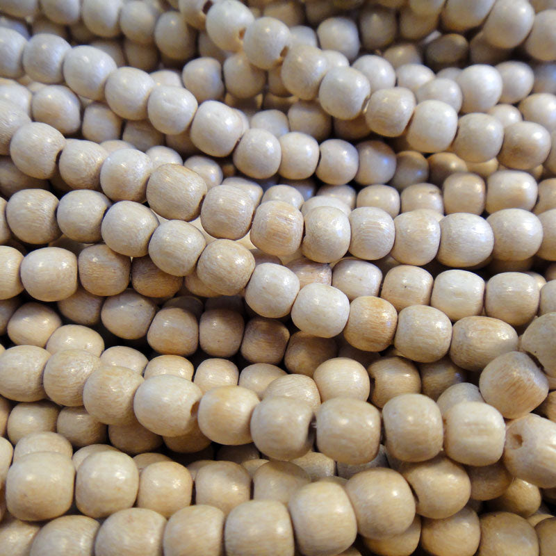 Natural White Wood 4-5mm Round Beads