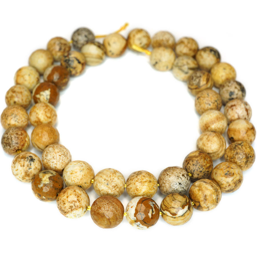 Picture Jasper 8mm Faceted Round Beads