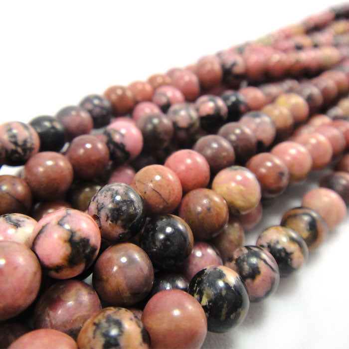 Rhodonite Black Veined 6mm Round Beads