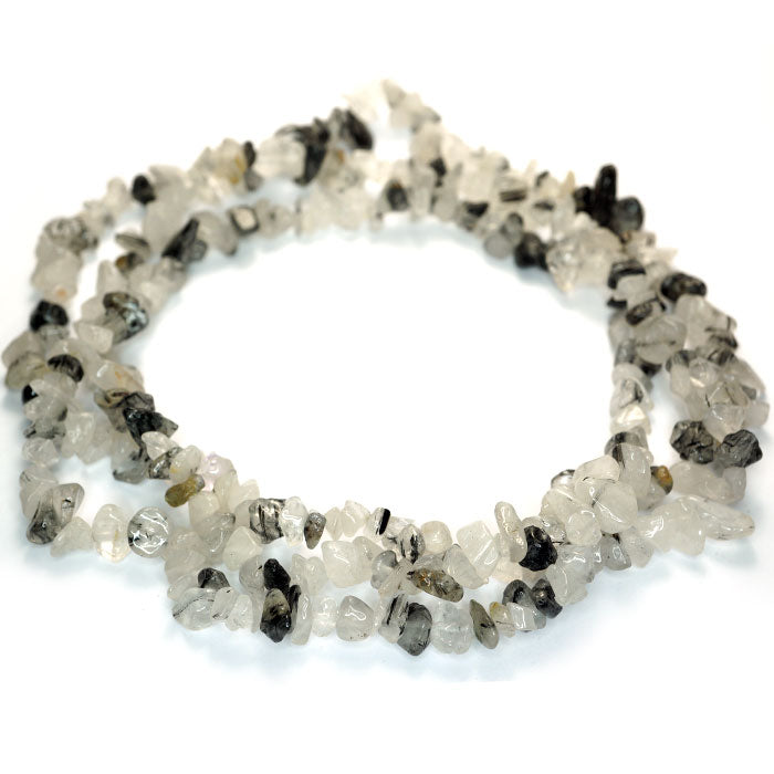 Black Tourmalinated Quartz Chip Beads