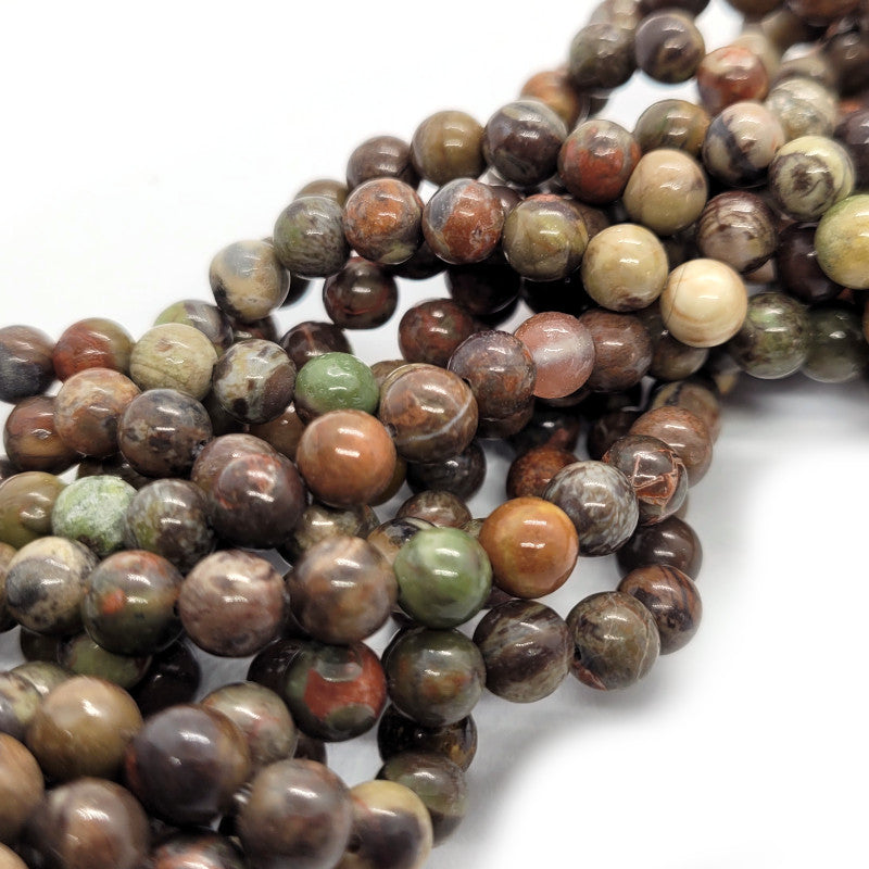 Silver Leaf Jasper 6mm Round Beads