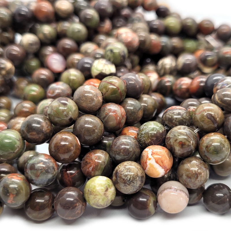 Silver Leaf Jasper 8mm Round Beads