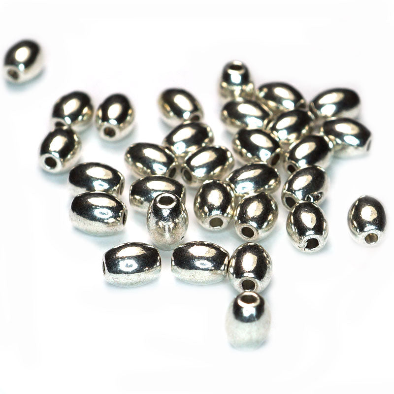 Tibetan Silver 5x4mm Plain Oval Beads (Pack 30)