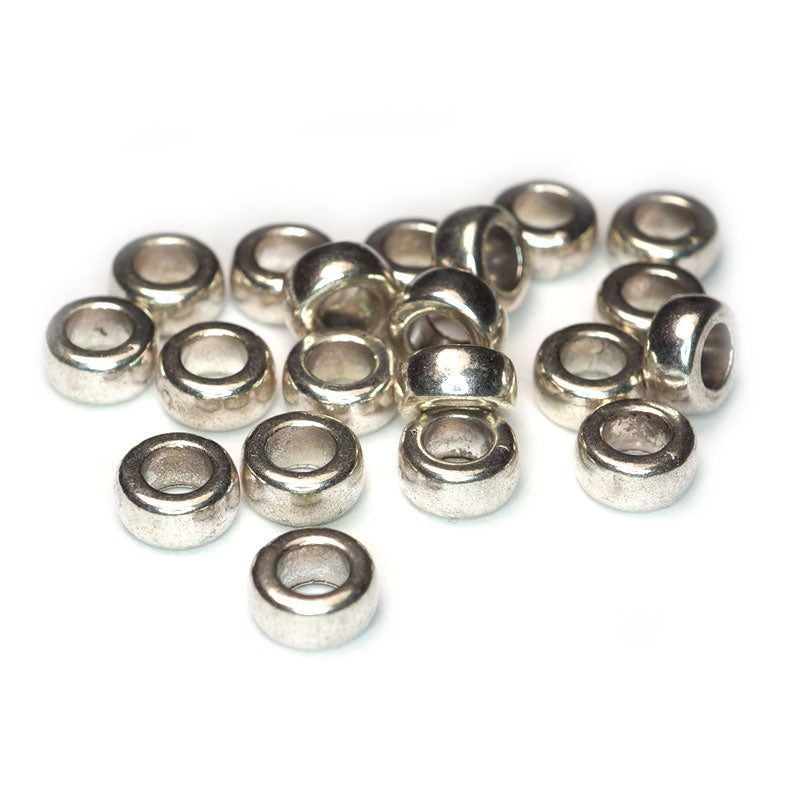 Tibetan Silver 7x4mm Plain Beads (Pack 20)