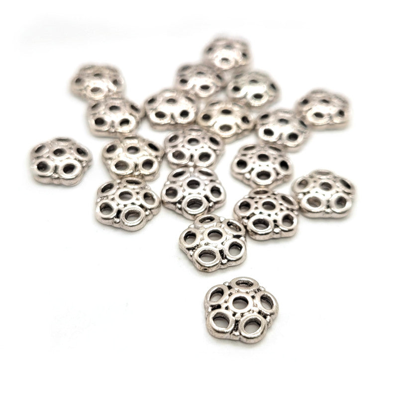 Tibetan Silver Circle Bead Caps 8mm (Pack 20)
