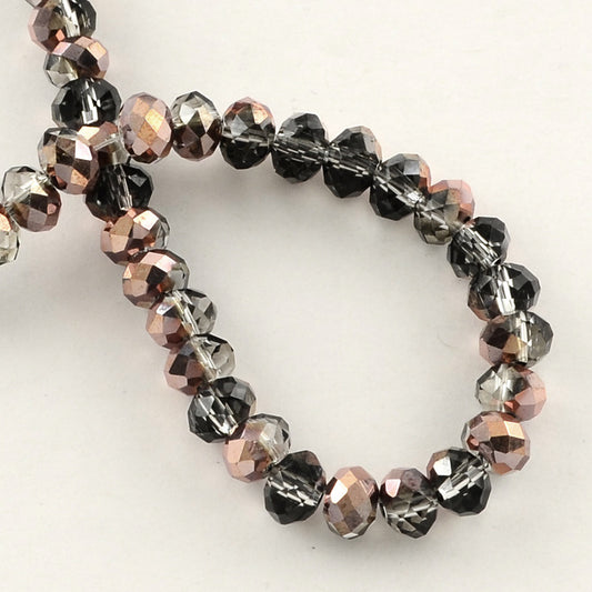 Coconut Brown Half Plated 6x4mm Faceted Abacus Glass Beads