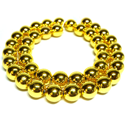 18K Gold Plated Hematite 10mm Round Beads