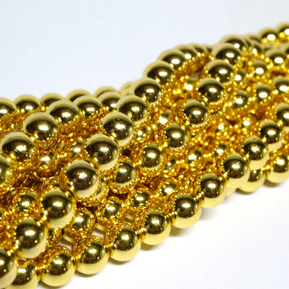 18K Gold Plated Hematite 6mm Round Beads