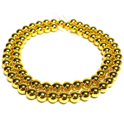 18K Gold Plated Hematite 6mm Round Beads