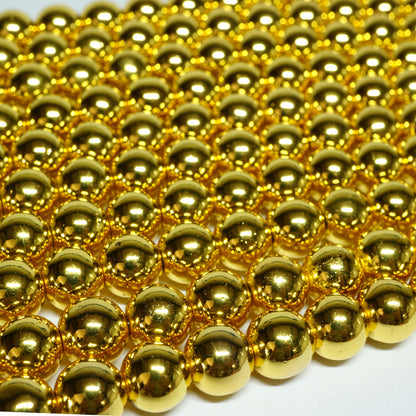 18K Gold Plated Hematite 8mm Round Beads