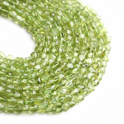 Peridot 4x6mm Smooth Nugget Beads