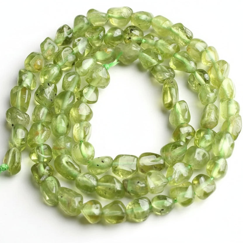 Peridot 4x6mm Smooth Nugget Beads