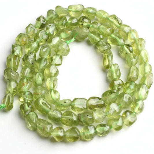 Peridot 4x6mm Smooth Nugget Beads