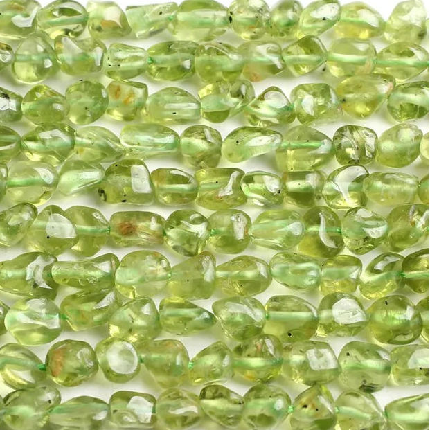 Peridot 4x6mm Smooth Nugget Beads