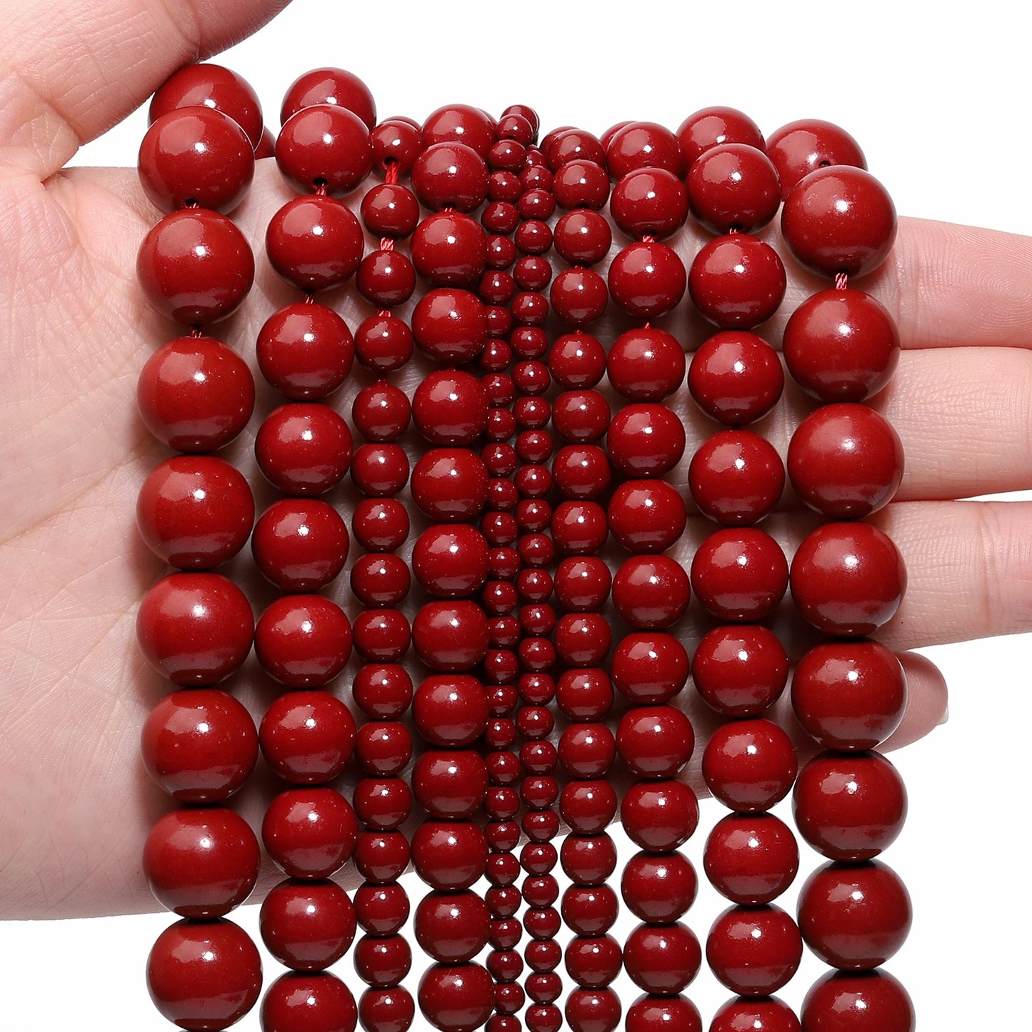 Cinnabar Jade Round Beads