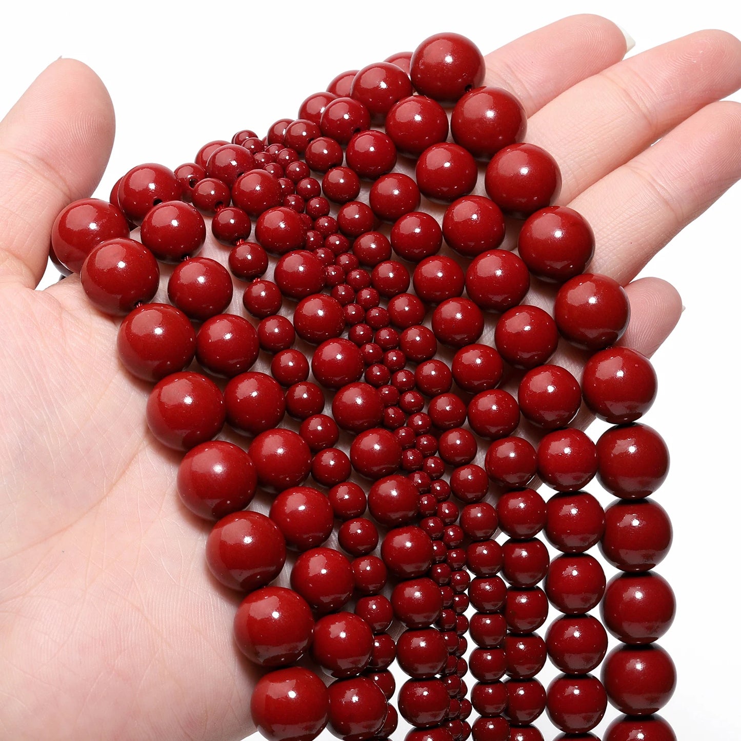 Cinnabar Jade Round Beads