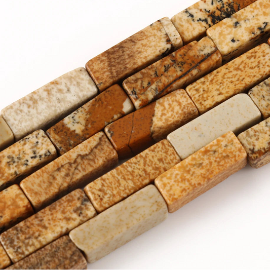 Picture Jasper 13x4mm Rectangular Tube Beads