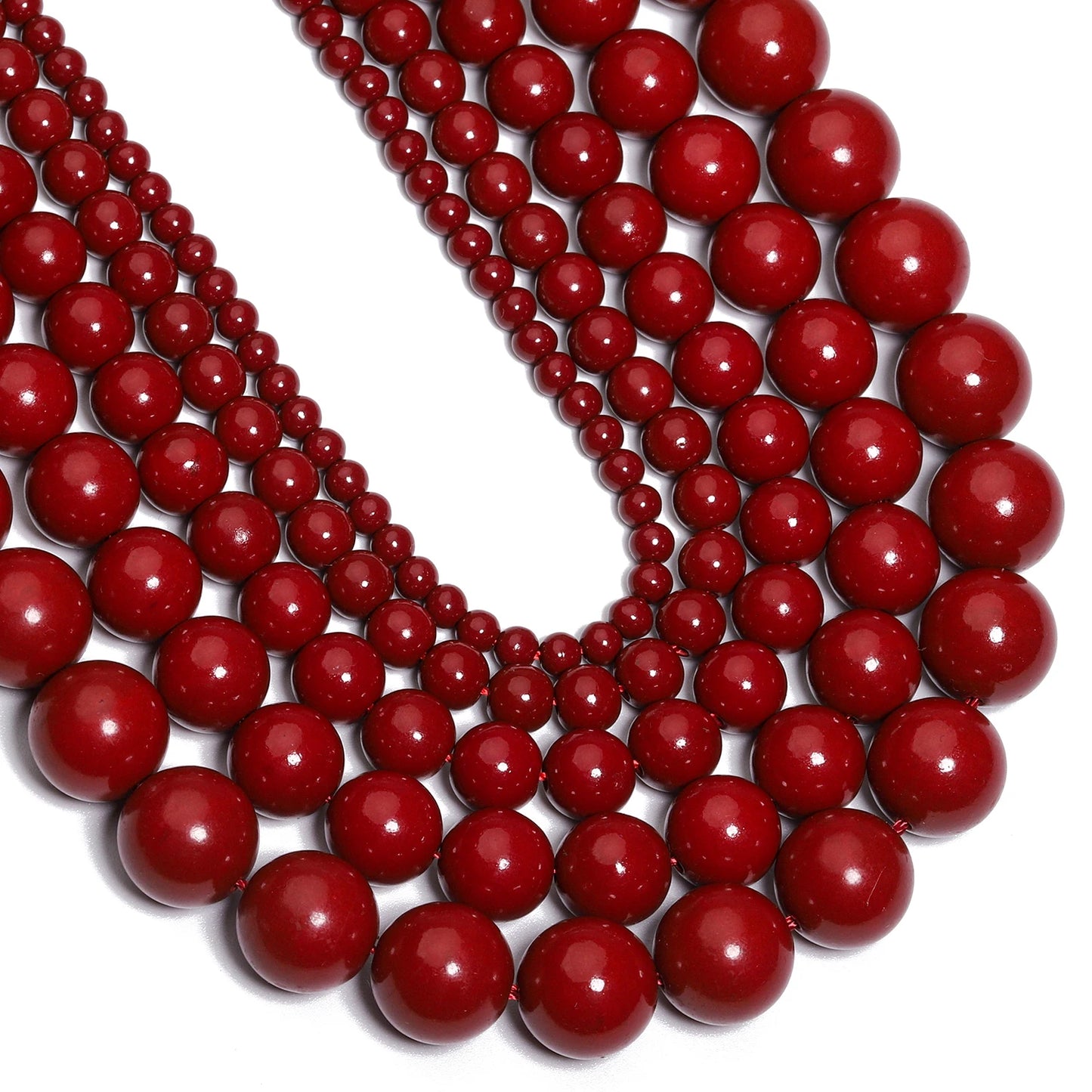 Cinnabar Jade Round Beads