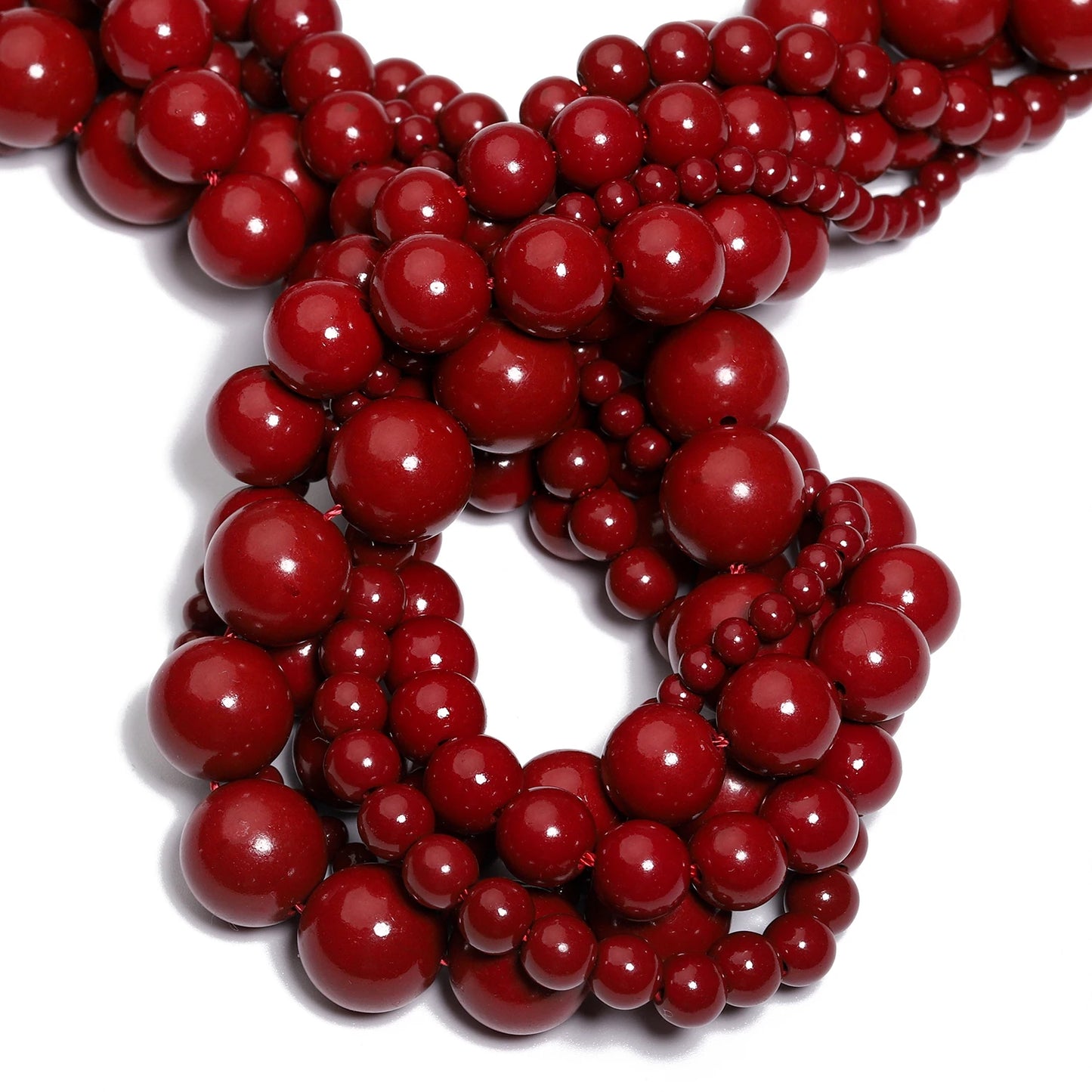 Cinnabar Jade Round Beads