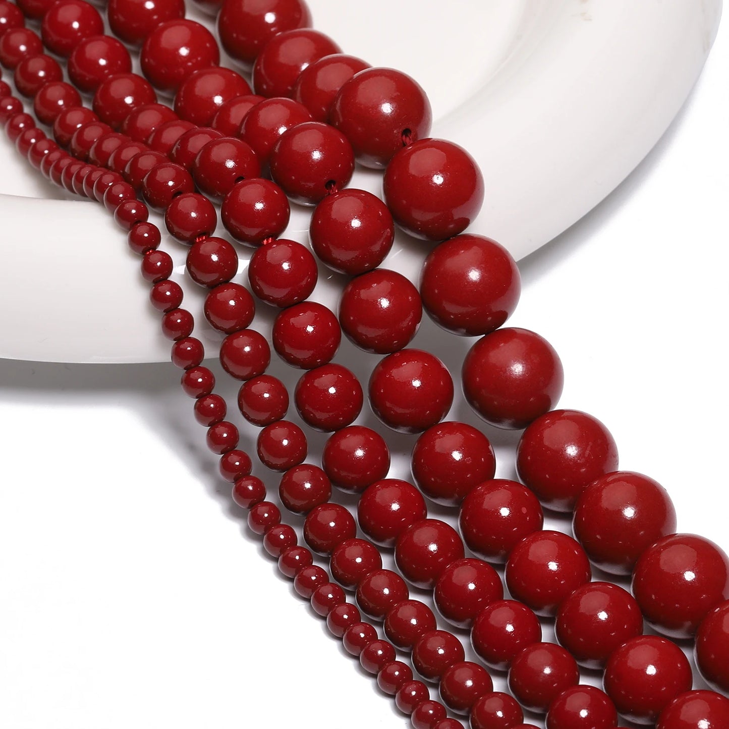 Cinnabar Jade Round Beads