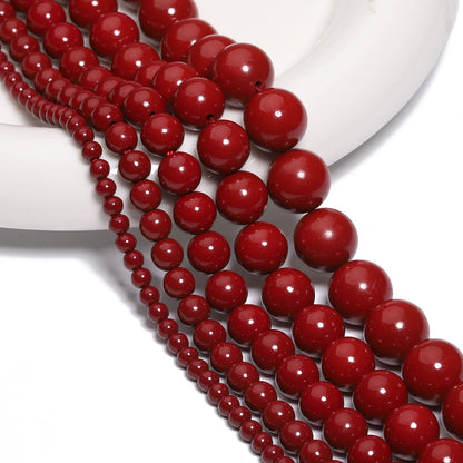 Cinnabar Jade Round Beads