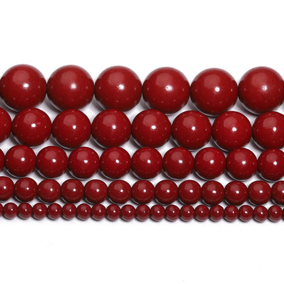 Cinnabar Jade Round Beads