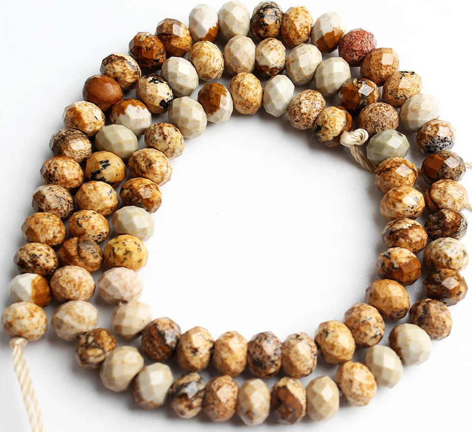 Picture Jasper 4x6mm Faceted Rondelle Beads