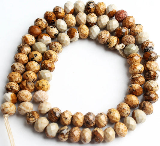 Picture Jasper 4x6mm Faceted Rondelle Beads