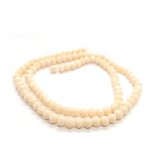 Bisque 6x4mm Faceted Abacus Glass Beads