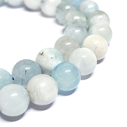 Natural Multi-Tonal Aquamarine 8mm Round Beads