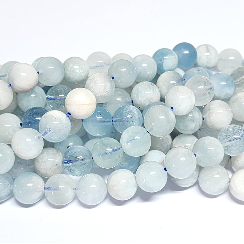Natural Multi-Tonal Aquamarine 8mm Round Beads