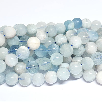 Natural Multi-Tonal Aquamarine 8mm Round Beads